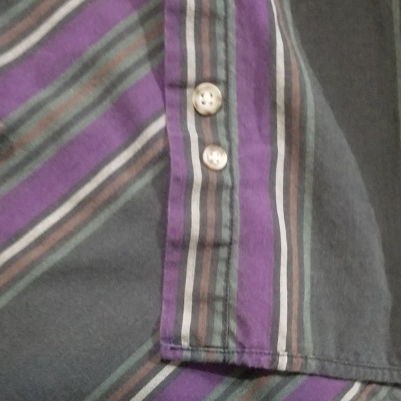 purple/dark gray striped 445 Fifth men's 2X shirt - Picture 3 of 4